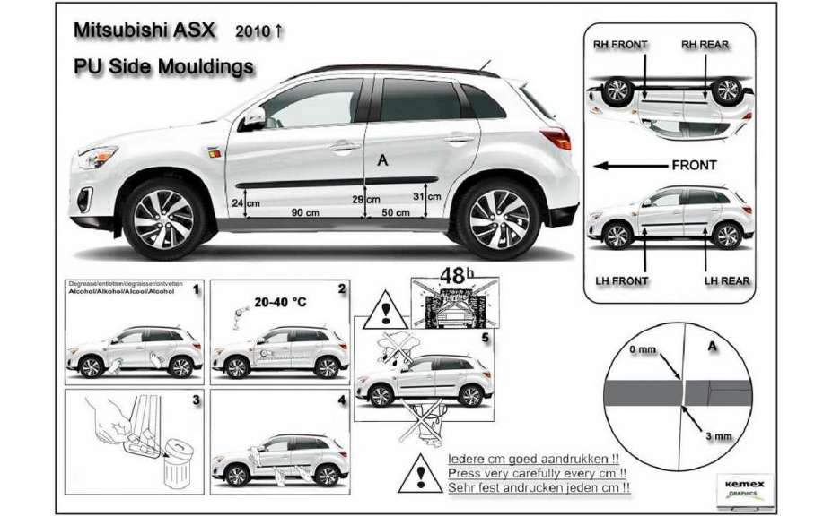 Listwy boczne na drzwi ochronne, Mitsubishi ASX, 2010>